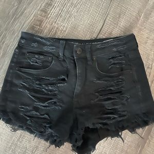 Black holey Jean shorts